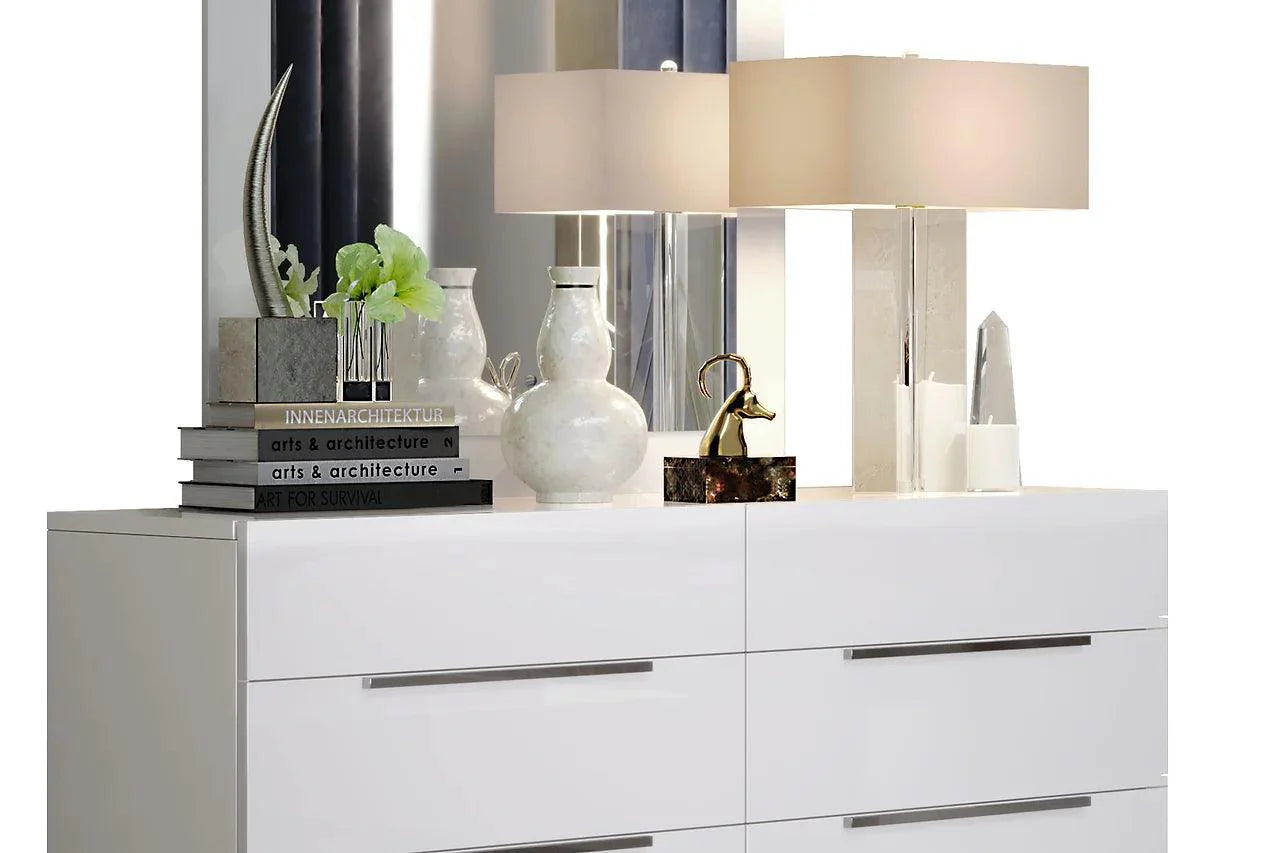 Premium White LED Panel Bedroom Set bedroom setup