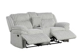 Rocker recliner chair in grey thick stripe fabric