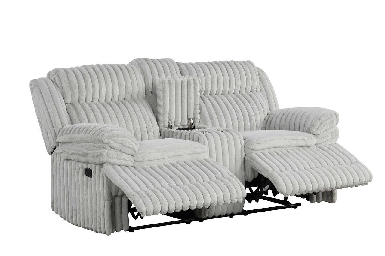 Rocker recliner chair in grey thick stripe fabric