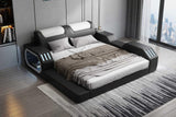 Matrix Black Modern Leather Queen Bed - Ella Furniture