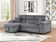 Bonaterra II Gray Storage Sectional sofa angled view showing storage compartments