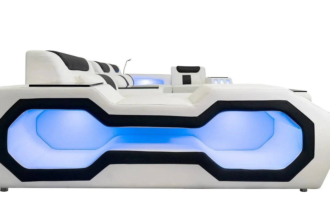 Matrix White/Black Modern Contemporary Wood, Engineered Wood Faux Leather Sectional - Ella Furniture