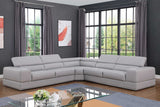 Pella Light Grey Leather Sectional main view