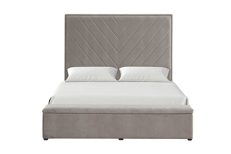 Decorative stitching detail on Mio Gray Velvet King Bed