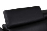 Side view of Picasso black Italian leather sectional sofa