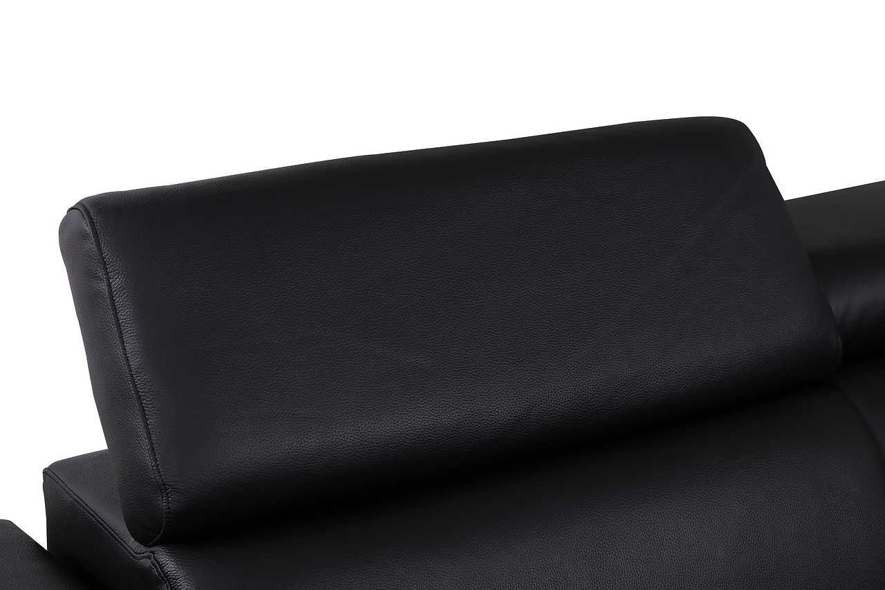 Side view of Picasso black Italian leather sectional sofa