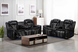 Prime Time Black Air Leather 3-Piece Reclining Set