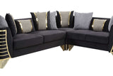 side angle of Donovan Black 3-Piece Sectional Sofa