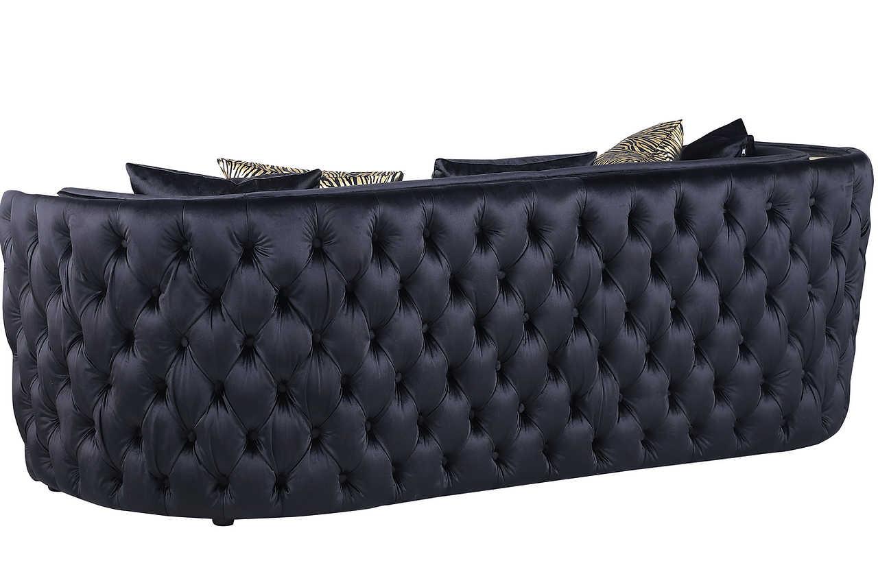 detail view of Roka Black Tufted Reclining Living Room Set furniture