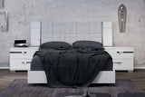 Dream Geo solid wood white nightstand with drawers open showing storage space