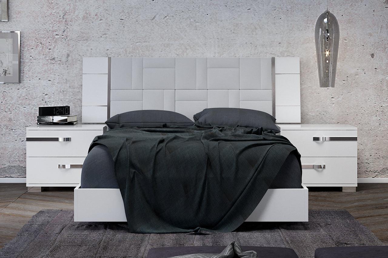 Dream Geo solid wood white nightstand with drawers open showing storage space