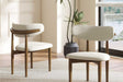 Ash Cream Dining Chair angled view showing credit walnut ash wood frame and cream upholstery
