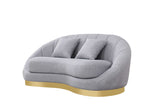 Side view close-up of Olena Dove Grey loveseat