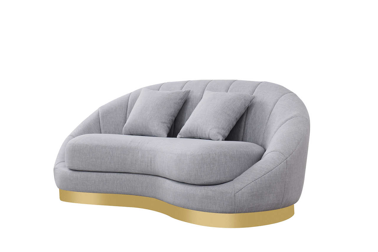 Side view close-up of Olena Dove Grey loveseat