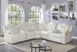 Eclipse 3-piece power reclining sectional showing storage console and cup holders