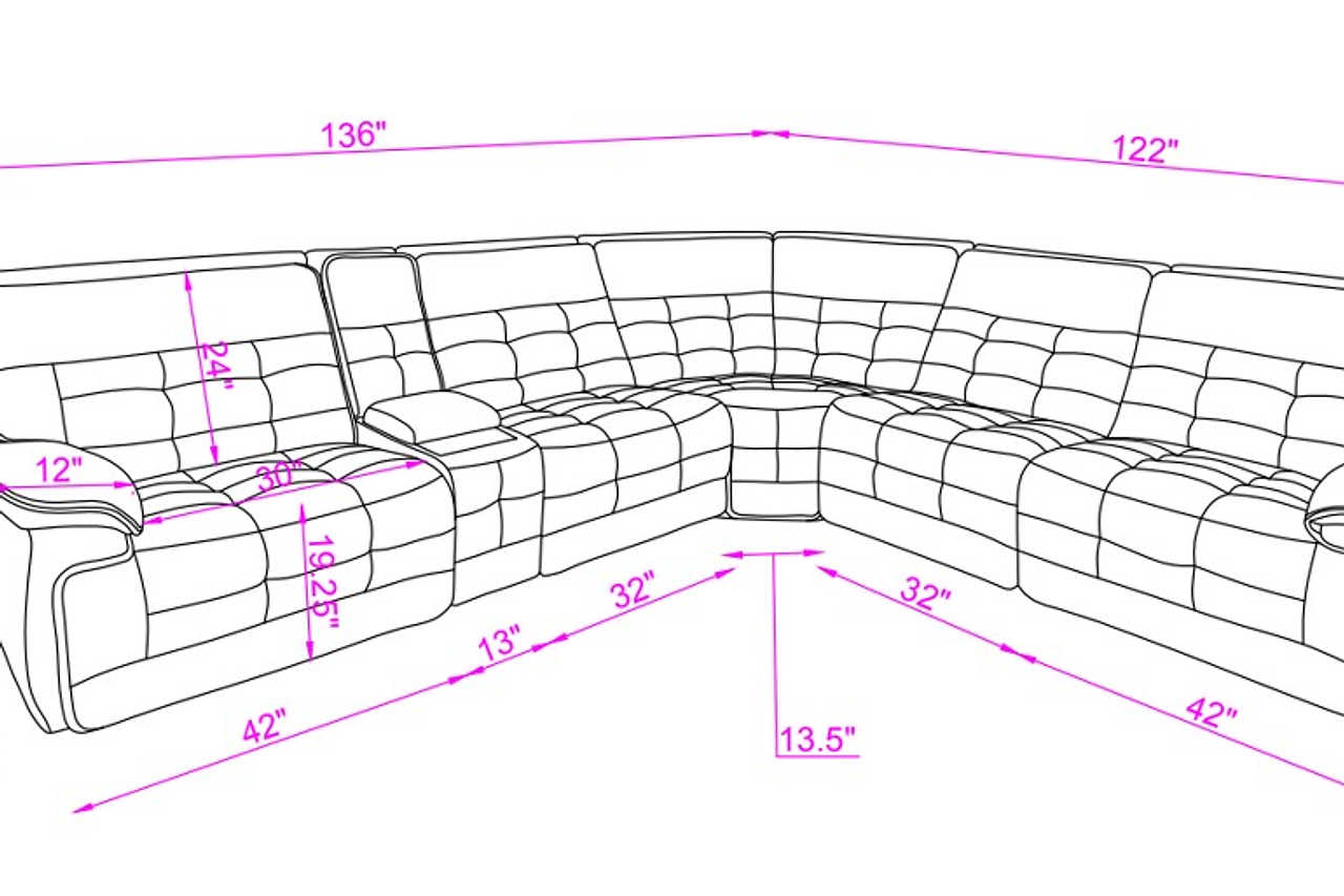 Overall side view of Starlight Sand sectional