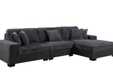 Close-up detail of Comfy II Grey 3-Piece Sectional Sofa upholstery and hardware