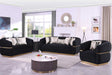 Carmela black velvet living room set main front view