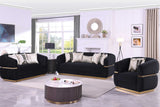 Carmela black velvet living room set main front view