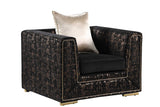 Konya Black Gold Velvet living room set angled front view