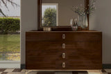 Top surface of Eva Brown solid wood nightstand with decor