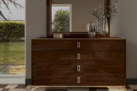 Top surface of Eva Brown solid wood nightstand with decor