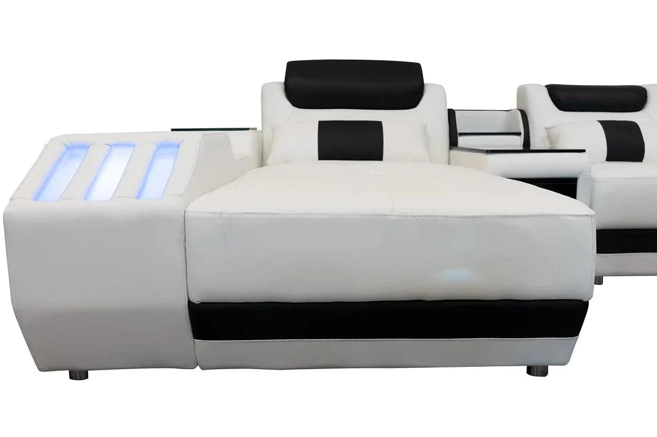 Matrix White/Black Modern Contemporary Wood, Engineered Wood Faux Leather Sectional - Ella Furniture