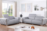 Hexor light blue Italian leather loveseat front view