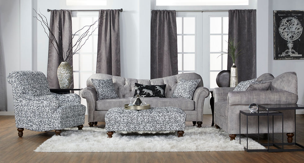 Oppulent Drizzle Grey Living Room Set sofa front angled view