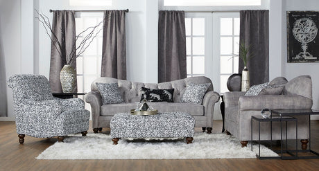 Oppulent Drizzle Grey Living Room Set sofa front angled view