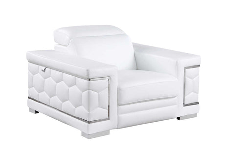 Favo White Italian Leather Chair by New Era front angle