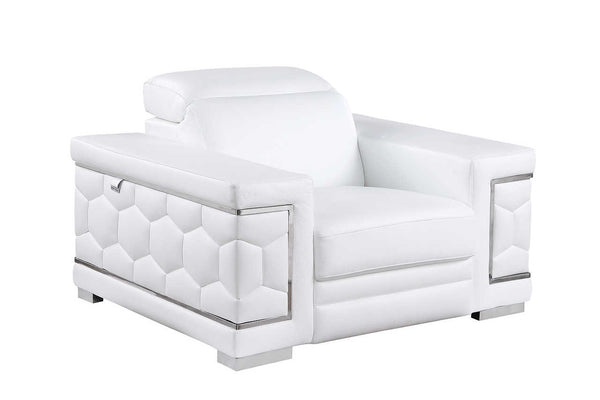 Favo White Italian Leather Chair by New Era front angle