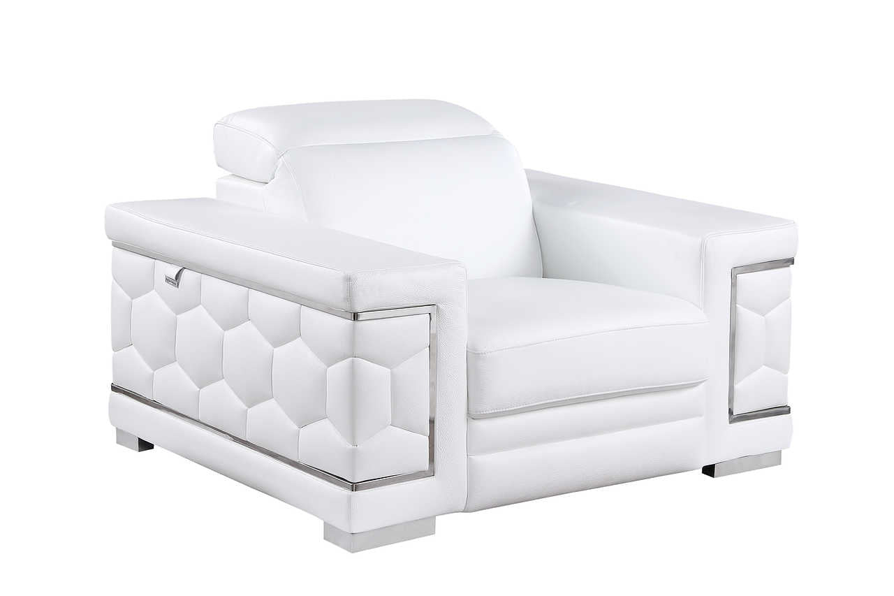 Favo White Leather Chair