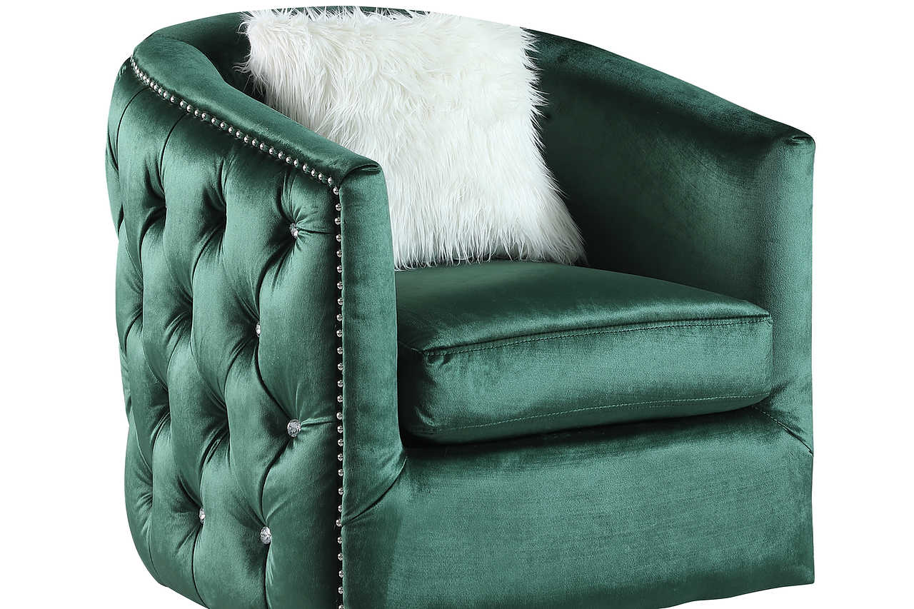 Side view of Paris Green Velvet Living Room Set showing sofa profile