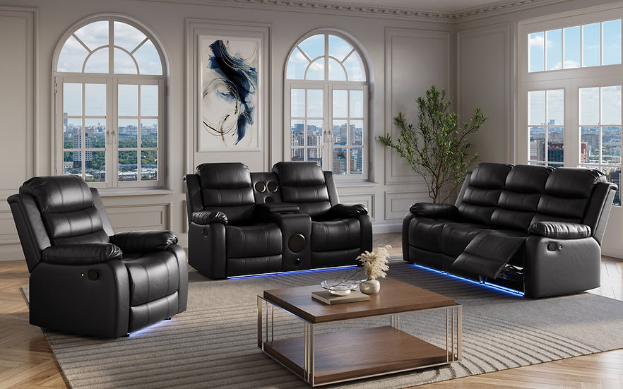 Marisol Black Air Leather Living Room Set