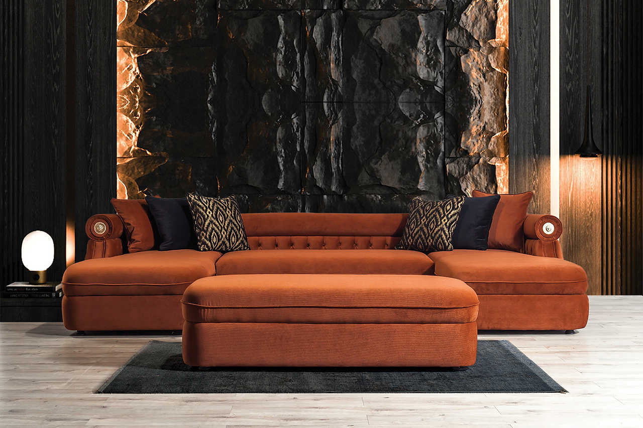 Brooklyn Orange Sectional sofa close-up detail