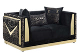 Side angle showing Monaco Black Velvet sofa detail
