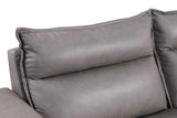 Back view of Sierra gray leather reclining sectional