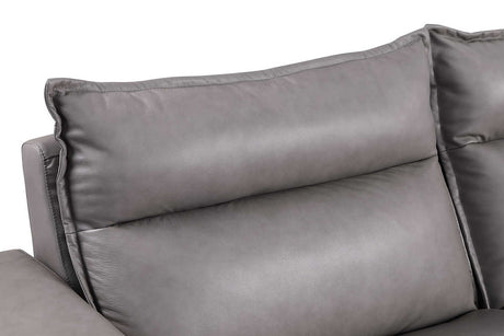 Back view of Sierra gray leather reclining sectional