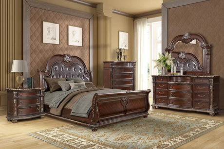 Castlefield Cocoa Bean Faux Leather Tufted Sleigh Bed main view
