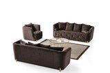 Overhead angled view of Elit Brown Chenille Chair