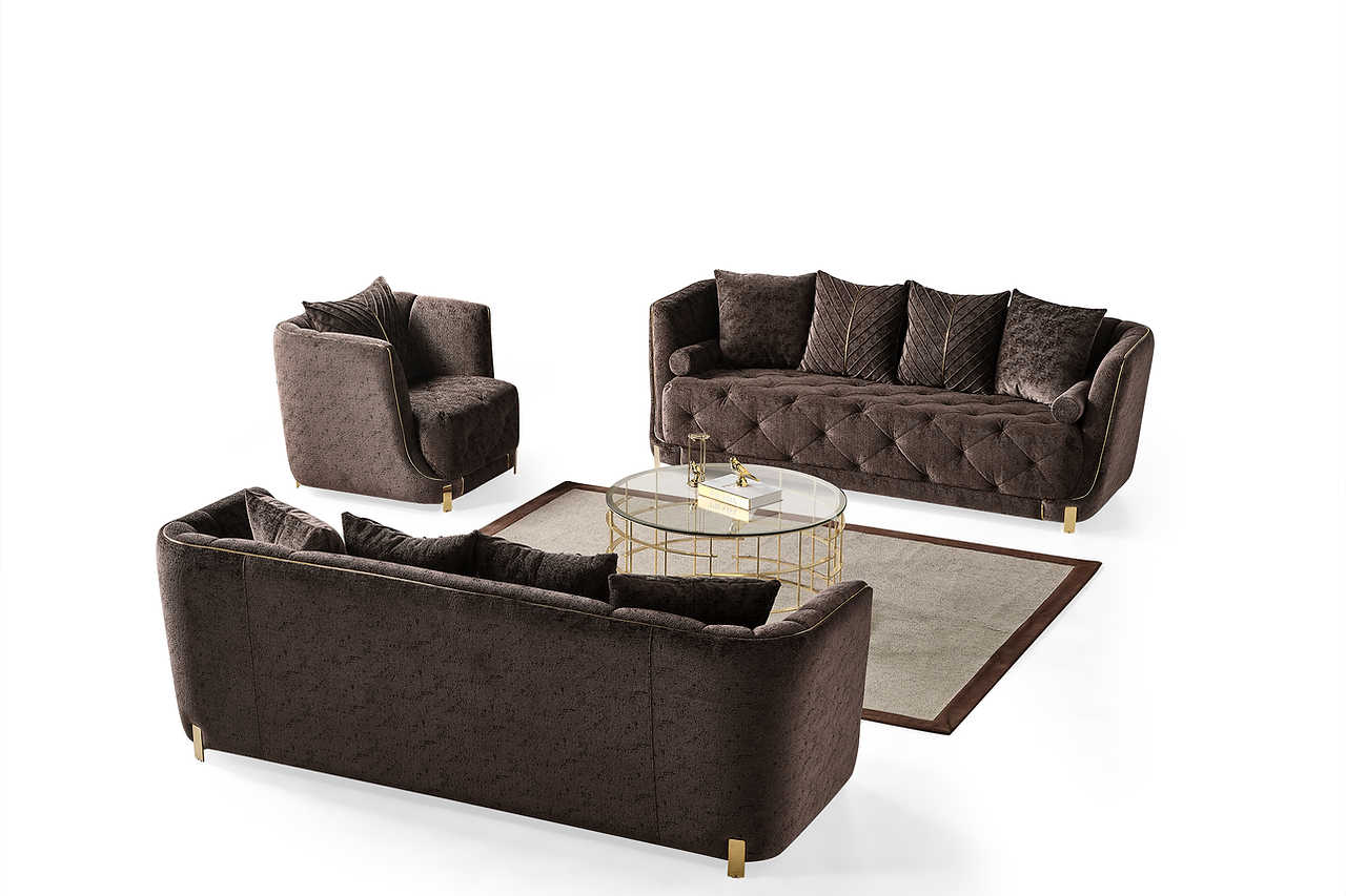 Overhead angled view of Elit Brown Chenille Chair