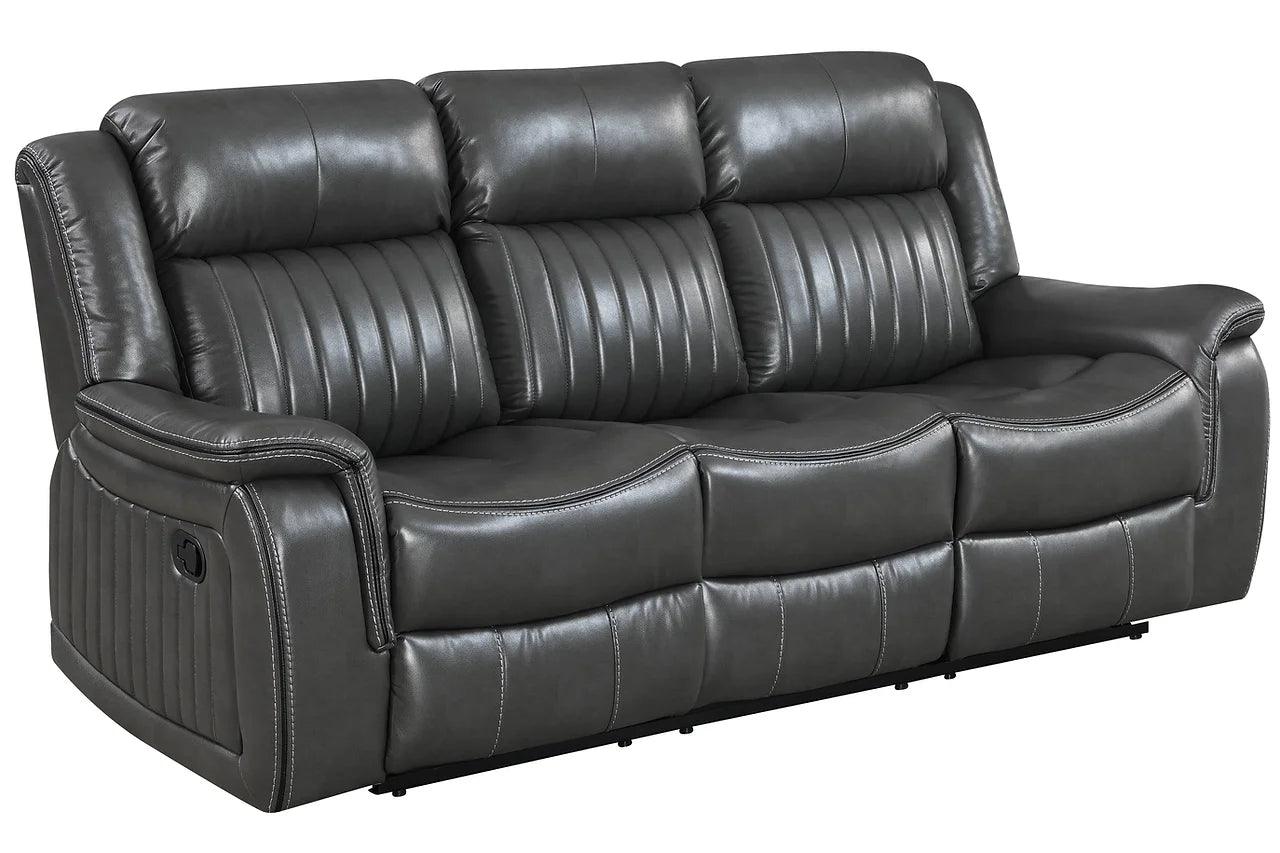 Lavon Grey Reclining Loveseat with adjustable headrest