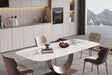 71-inch white faux marble top dining table front view
