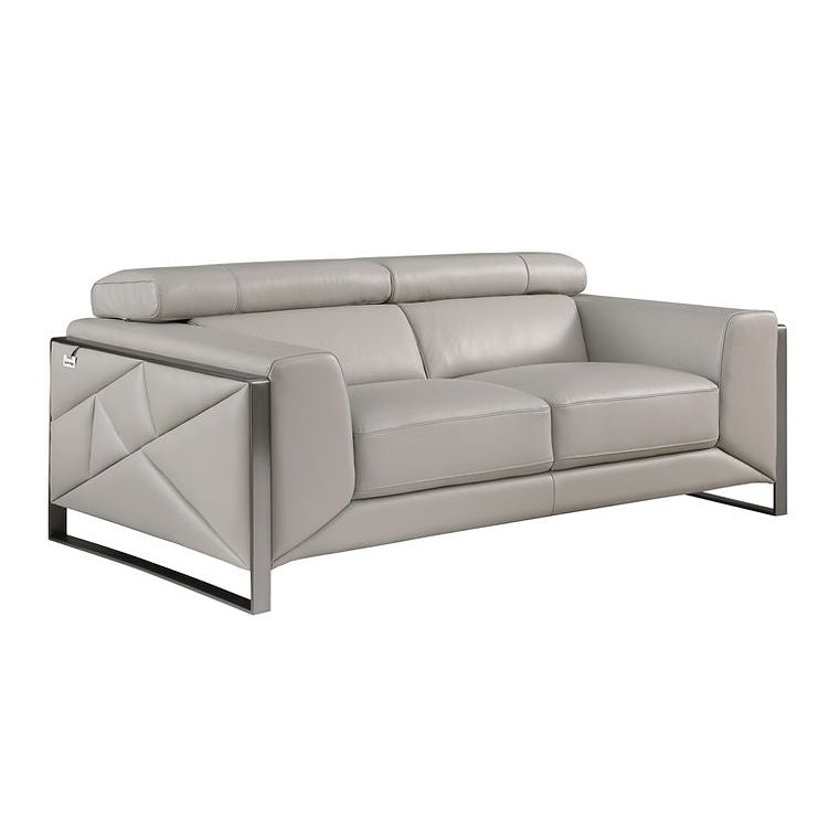Giorgio Light Gray Italian Leather Sofa front angle