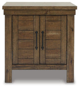 Moriville Grayish Brown Coffee Table with 1 End Table — front view