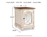Realyn White/Brown Coffee Table with 1 End Table — dimension illustration