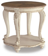 Realyn White/Brown 2 End Tables — angled view