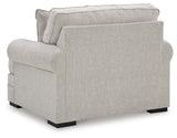 Eastonbridge Shadow Chenille Oversized Chair showing feet with faux wood finish