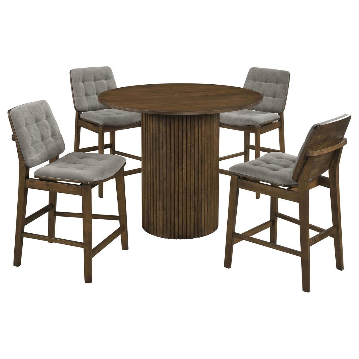 Hamlyn 5-piece Round Wood Counter Height Dining Set in Grey and Walnut — product image 2